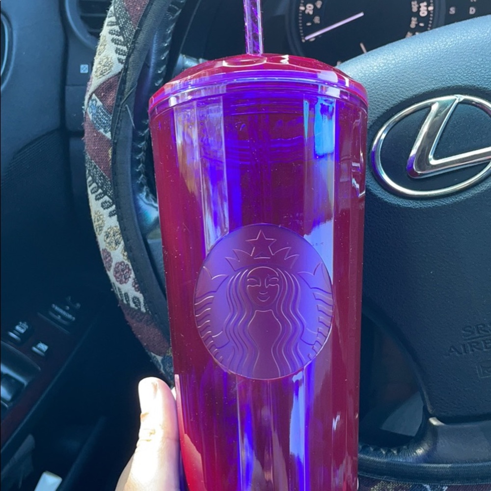 Neon purple starbucks cup